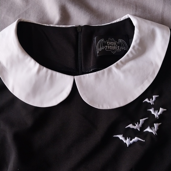 Sourpuss Ghoul Trouble round collar bats goth dress - Picture 9 of 12
